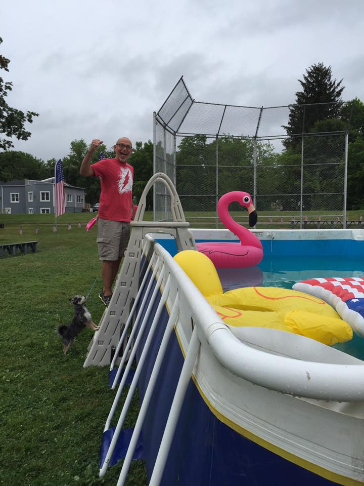 james by pool