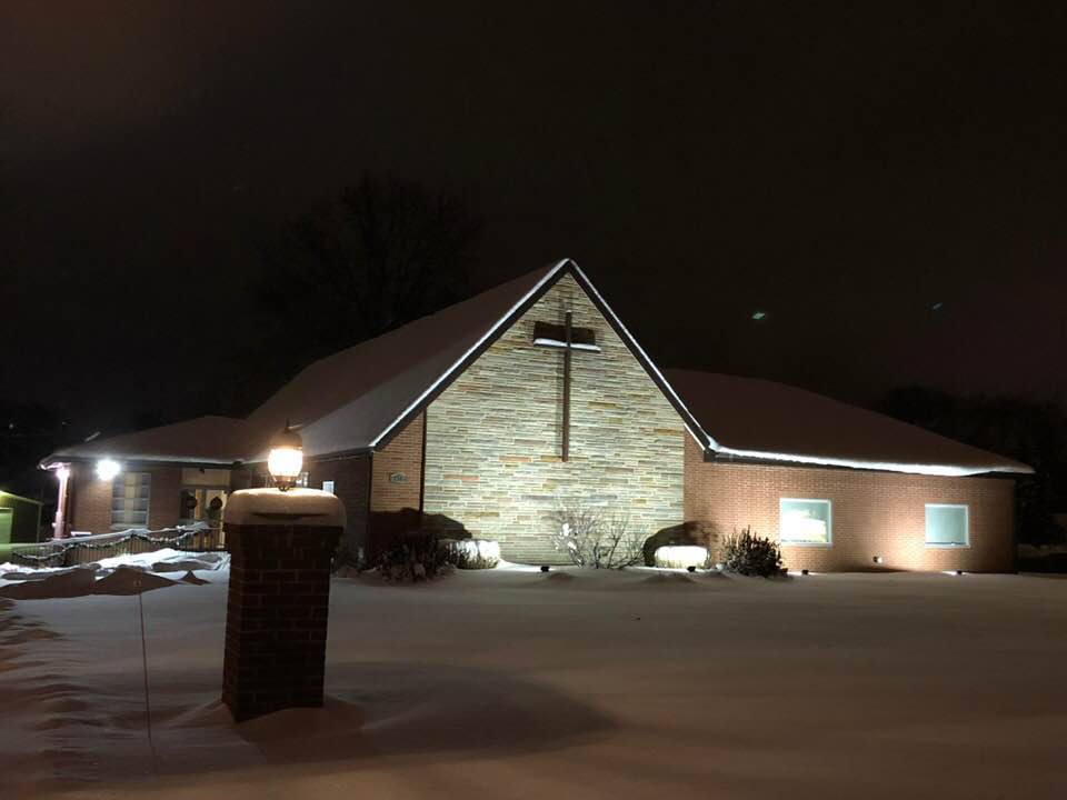 church in snow