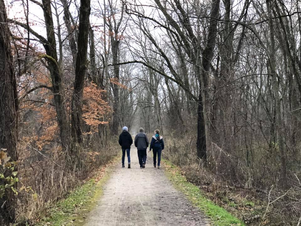 walking
family
trail
trees
fall