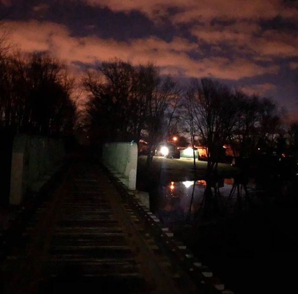 sunrise, sky, railroad