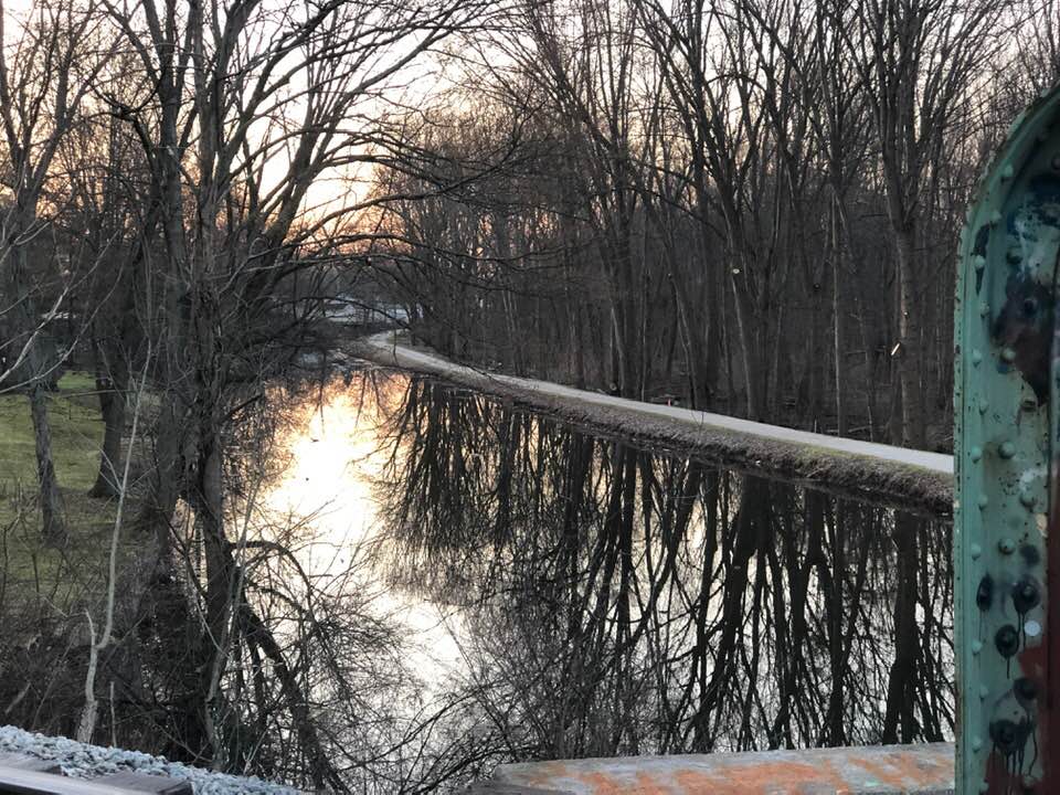 river
reflection
trees
water
morning
towpath