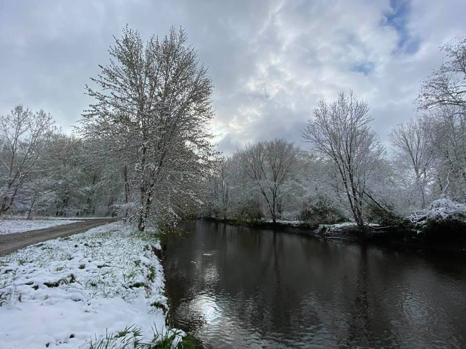 Canal and towpath in the snow