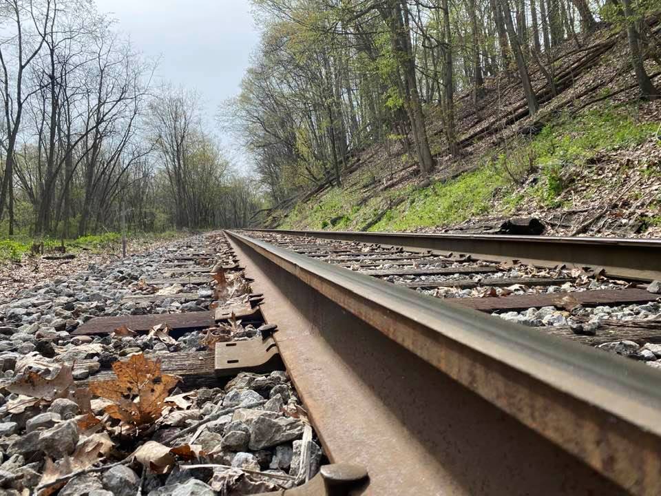 Railway track disappearing into the distance