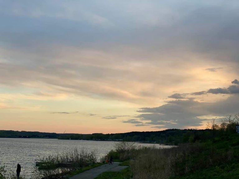 Looking at the sunset across the lake