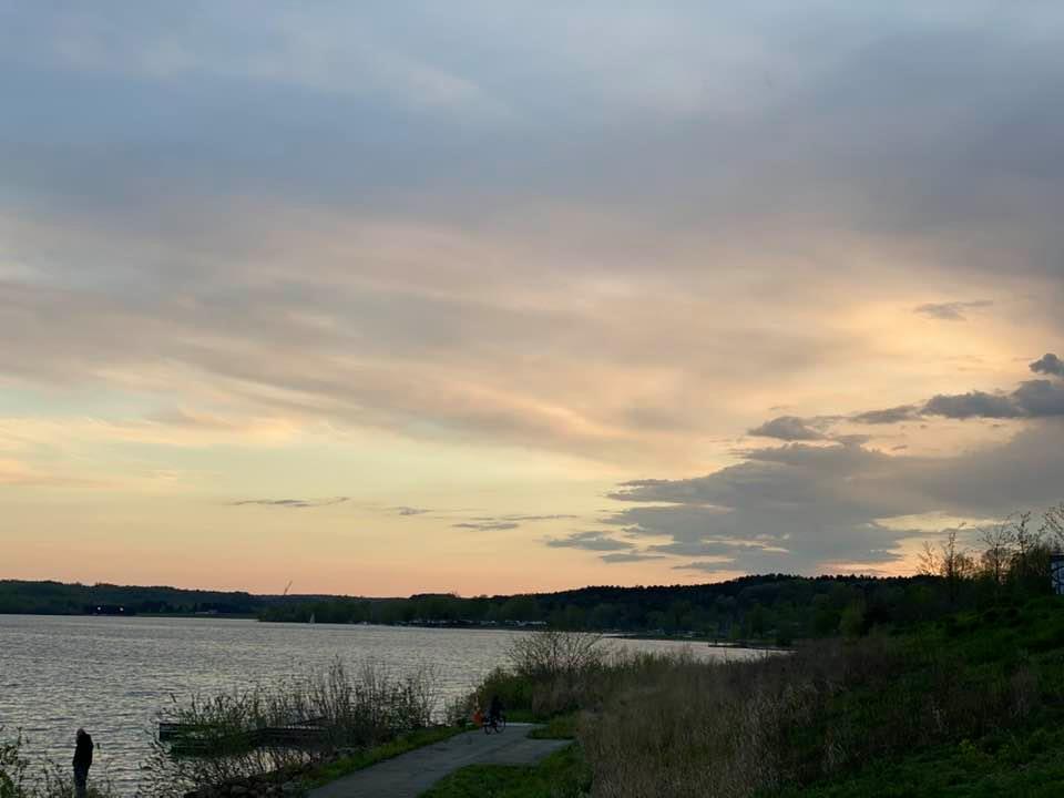 Looking at the sunset across the lake