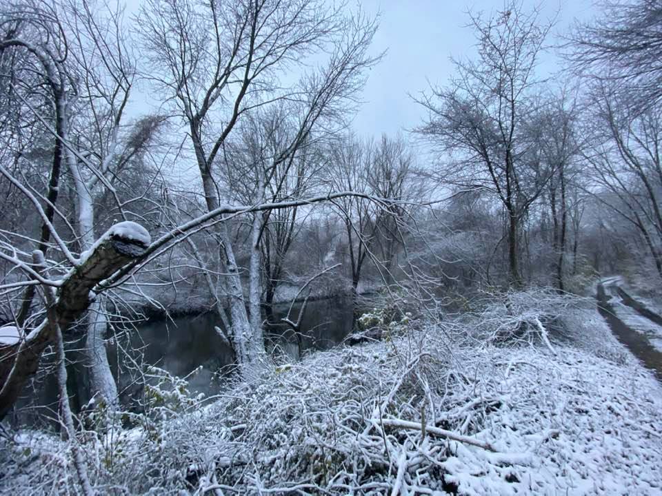 Canal and towpath in the snow