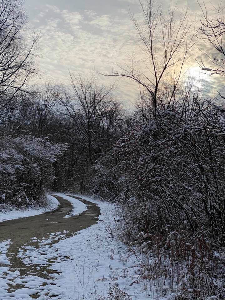 Sunrise on the trail in winter