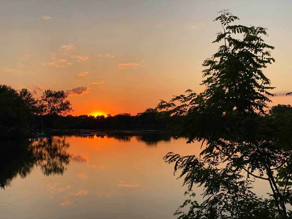 Sunset across the lake