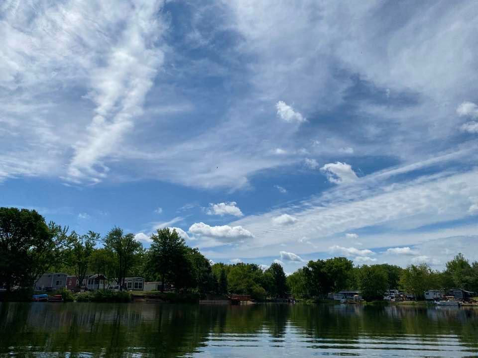 Caravan site view across the lake