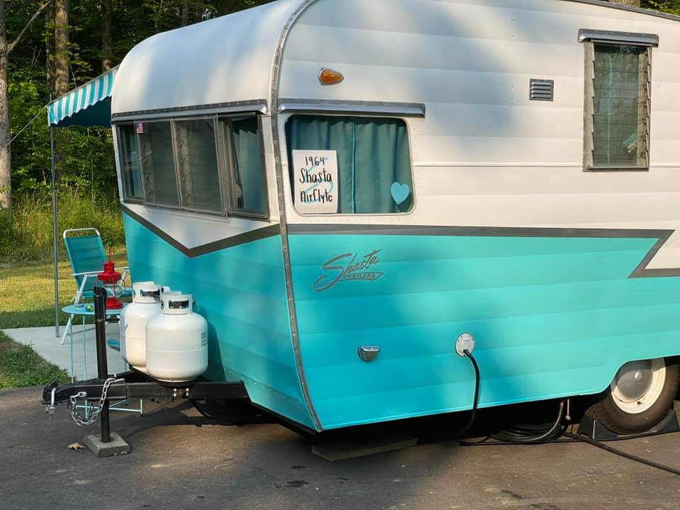 Close up of a vintage trailer