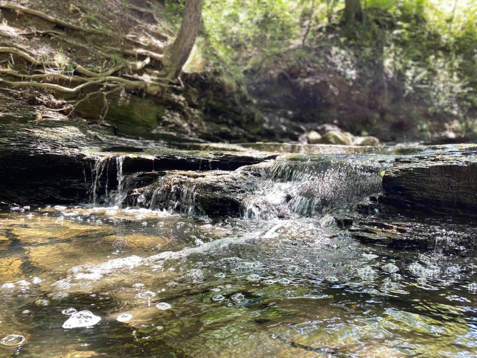 Close up of a small waterfall