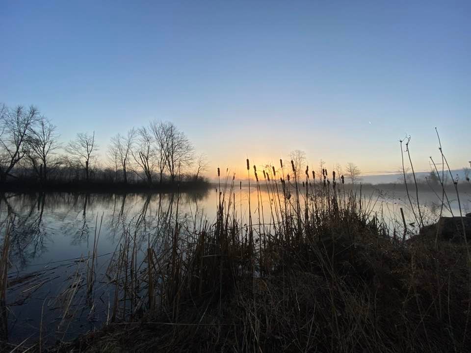 Sun coming up across the lake