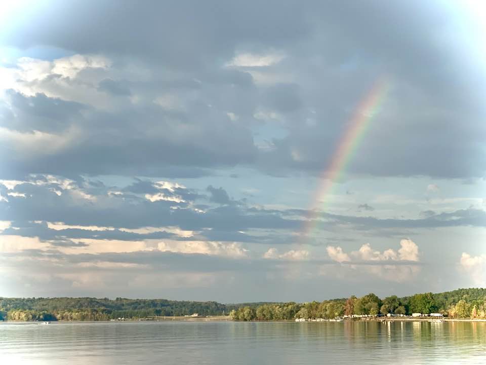 Rainbow across a lake